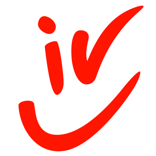 Red, hand‑drawn check‑mark shape forming a stylized smiling face icon on a transparent background.